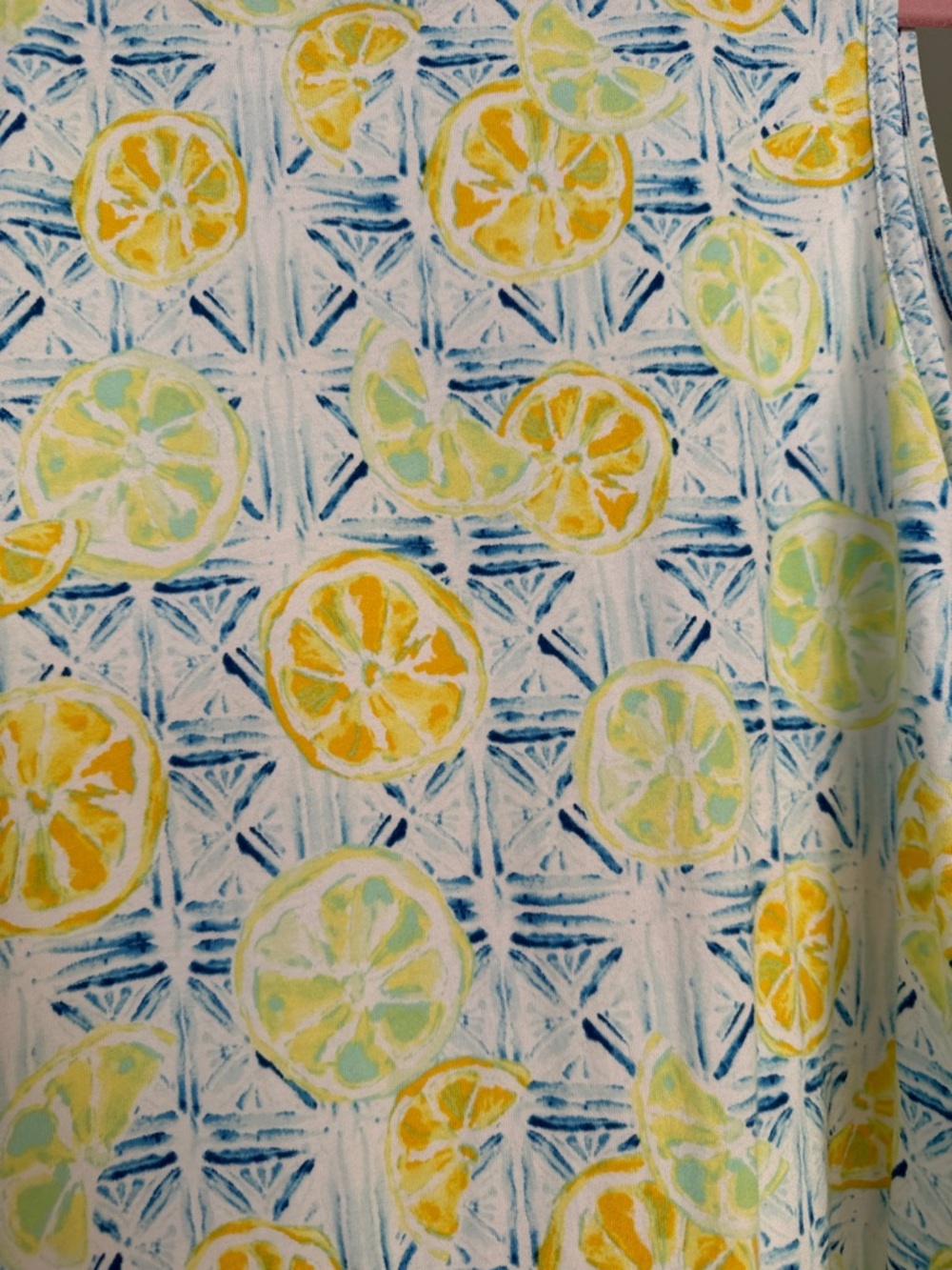 Lands End Sleeveless Citrus Print Shift Dress in Yellow, Lime & Blue - Picture 4 of 4